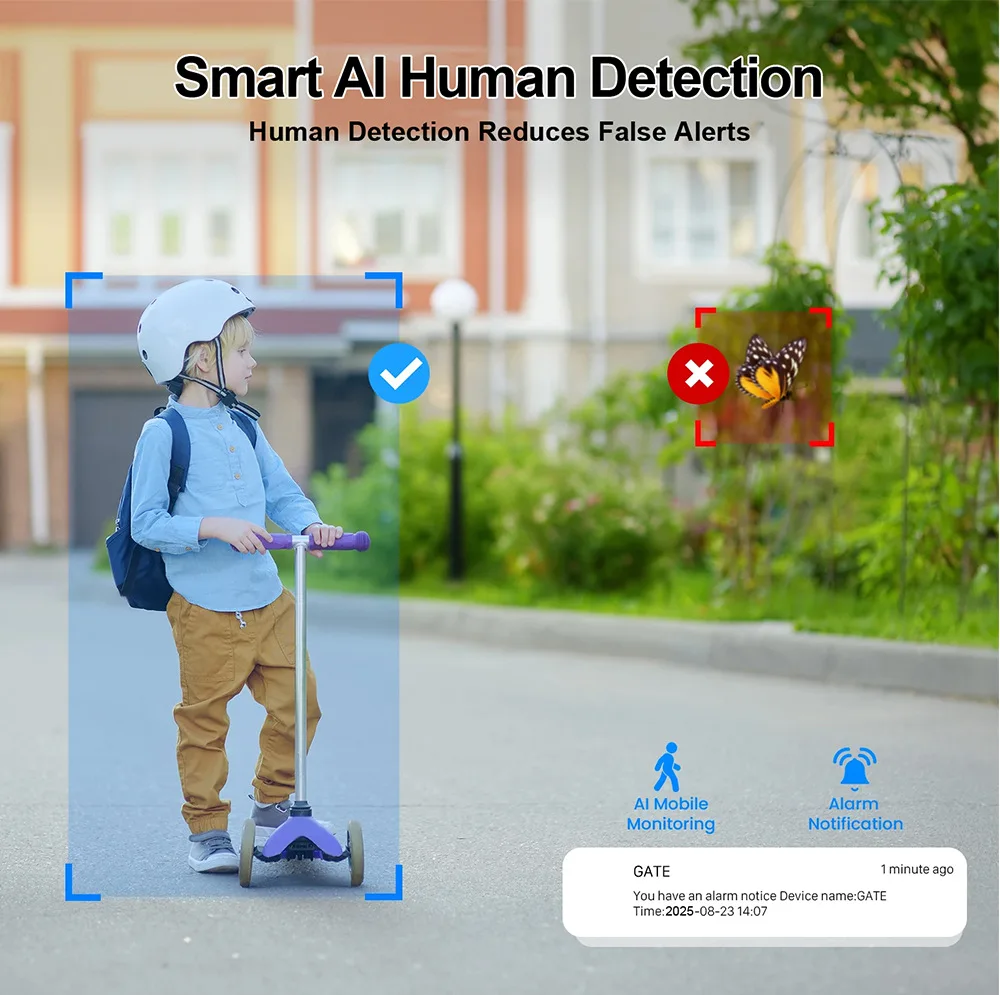 AIOOK V380 PRO Outdoor Camera WiFi HD 15MP Triple Lens Camera Waterproof Night Vision Two Way Intercom Mobile Tracking IP Camera