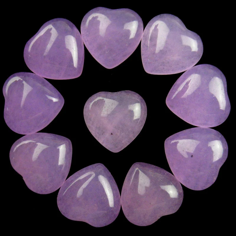 Best Quality 10Pcs 10x3mm Purple Jade Heart Cab Cabochon No Hole for Jewelry Making Necklaces Earrings Gems DIY