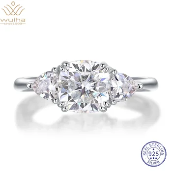 WUIHA Real 925 Sterling Silver Cushion Cut 7MM Moissanite Diamond Wedding Cocktail Rings for Women Anniversary Gift Fine Jewelry