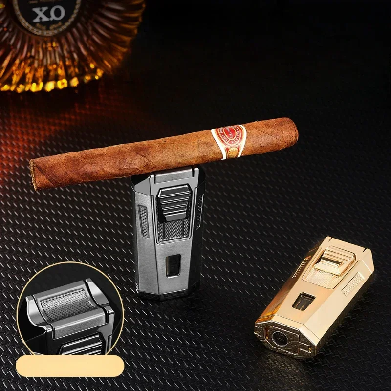 

2026 Dual-fire Direct-fire Windproof Cigar Lighter, Multifunctional High-end Durable Metal Inflatable Lighter Men's Gift