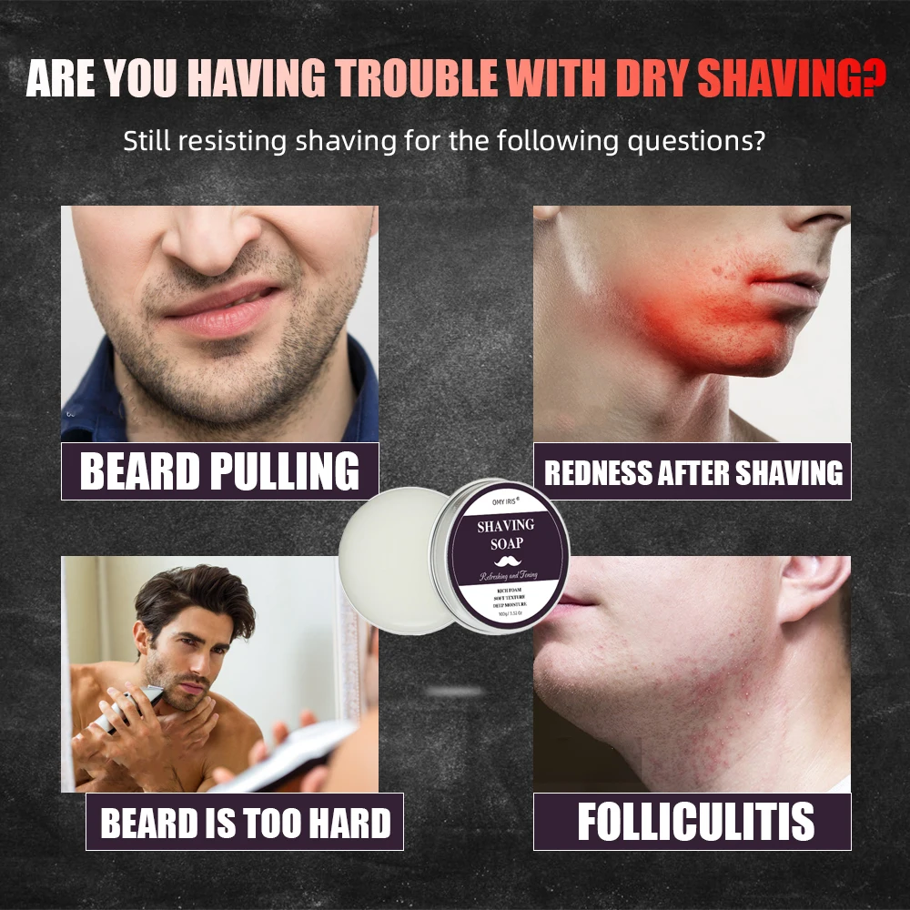 Melhor venda quente de longa duração hidratante barba bálsamo produtos masculino sabão de barbear