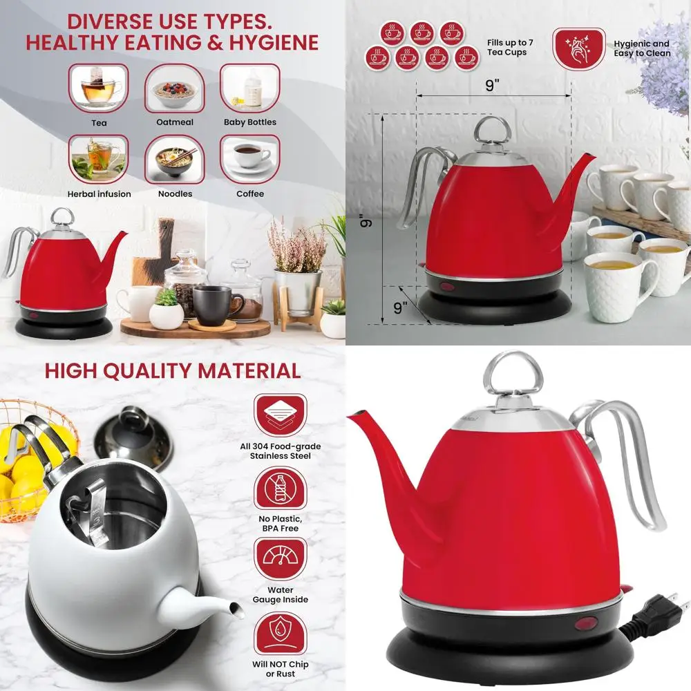 

Red 32 oz Electric Kettle