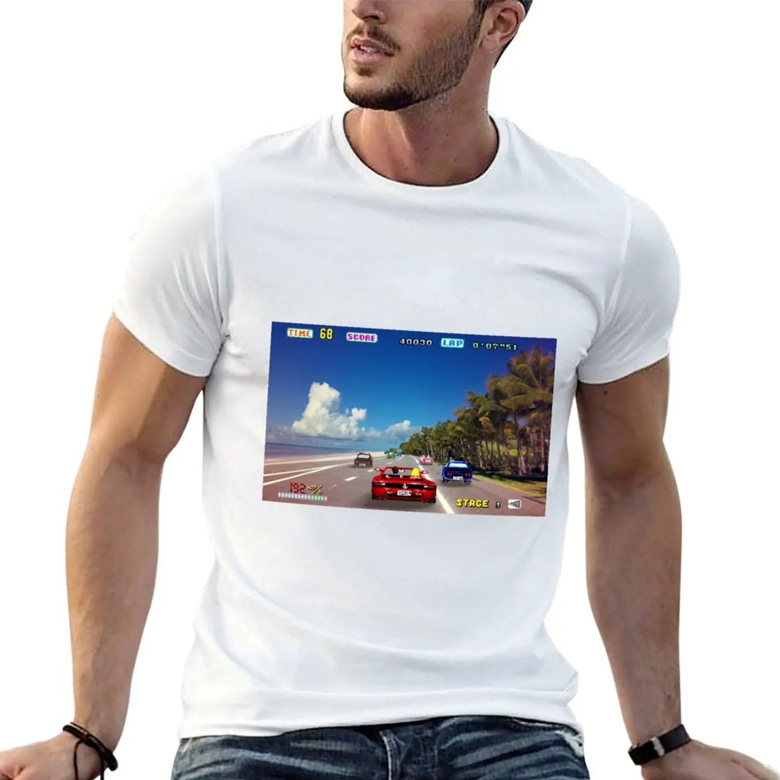 Outrun retro - Pixel art T-Shirt for a boy summer clothes men t shirt