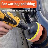7PCS 3inch Buffing Sponge Pad Set Car Polishing Disc Auto Buffing Waxing Sponge Car Polisher Drill Adapter Cleaning Tool