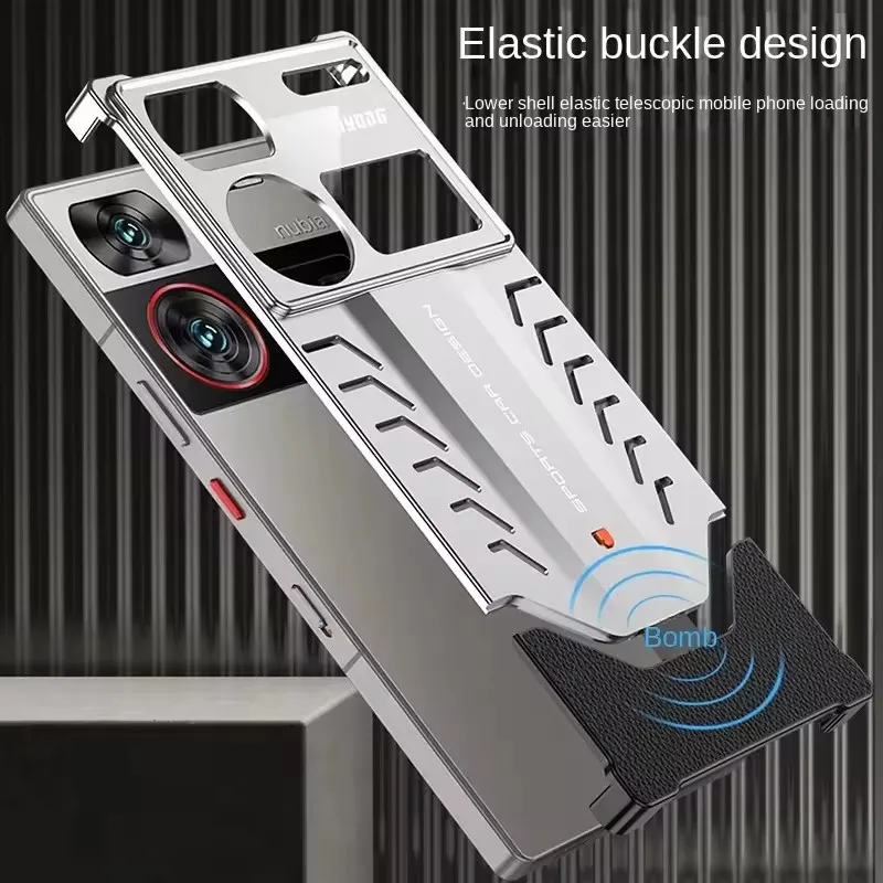 Case For ZTE Nubia Z60 Ultra Elastic Buckle Heat Dissipation Aluminum Alloy Frameless Metal Cover For Nubia Z60 Ultra Shockproof