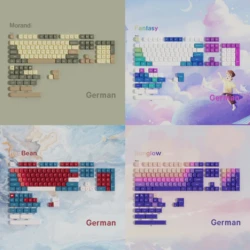 DE Keycaps MOA Profile Morandi Sunglow 5-sided Dye Sub PBT German keyboard Keycaps For Mx Switch Mechanical Keyboard ISO Layout