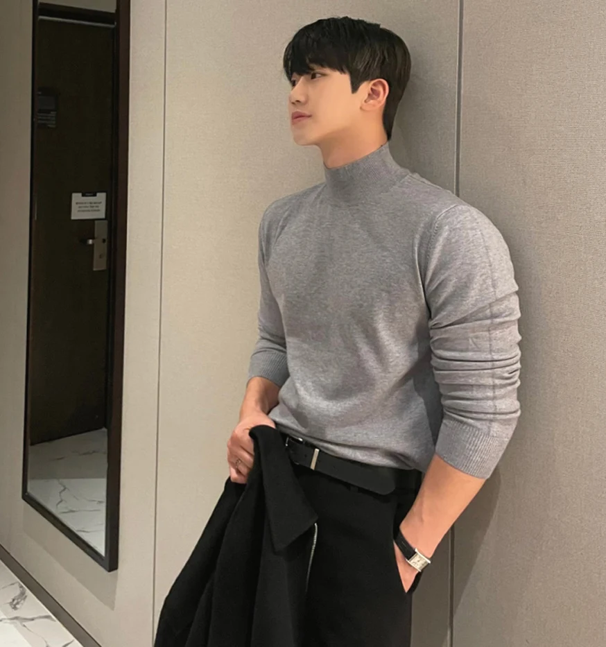 

Спецназ f Высокий вязаный свитер Muscle Man Hard Han Tight Elastic Core Пряжа Шерстяной свитер Базовый слой из овчины