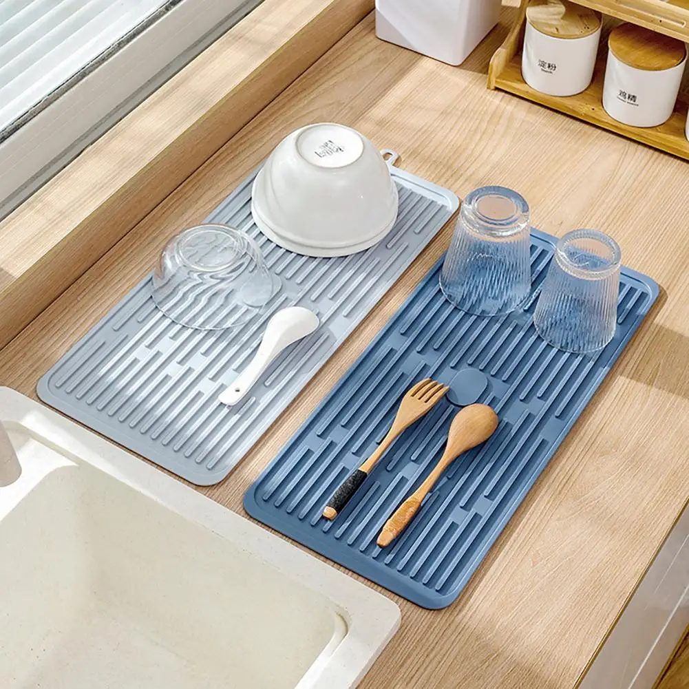 Drying Mat Fixation Button Design Drain Pad Easy to Clean Faucet Anti-splash Protection Pad Drying Mat Useful for Household