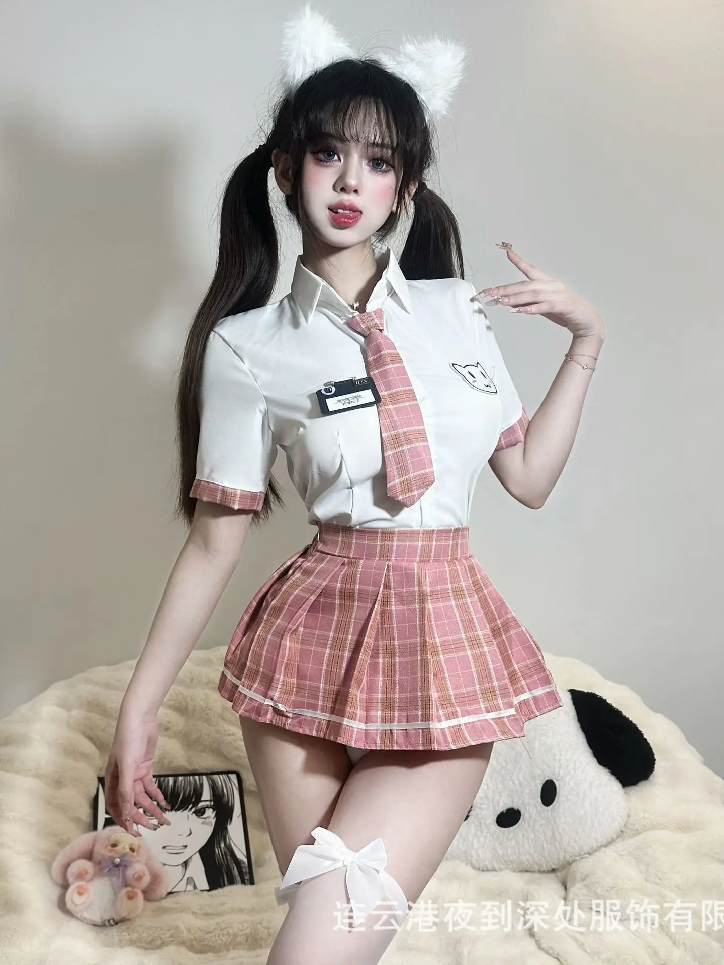 Fashion Sweet Mini Skirts Set Sexy Student JK Uniform Checkered Short Skirt Role-playing Hot Clothing Tempting 2024 New VBB1