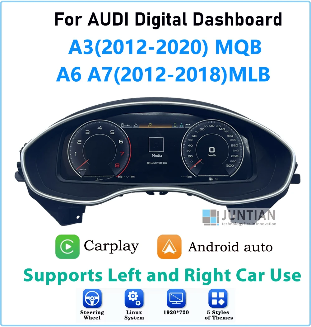 Digital Dashboard For Audi A3 A6 A7 A4 Q5 2012-2018 MLB C7 Wireless CarPlay Android Auto Speedometer HDMI Upgrade Kit Screen