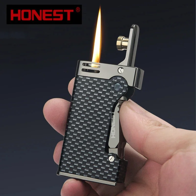 

Metal One Click Ignition Kerosene Lighter Retro Portable Outdoor Lighter Cigarette Accessories Fashionable Men's Gift