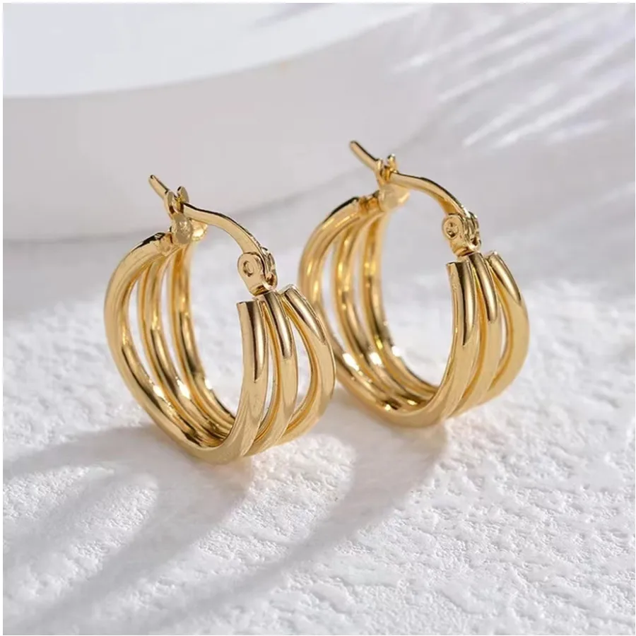 2-pack of stainless steel irregular earrings for women, high-end light luxury and simple design