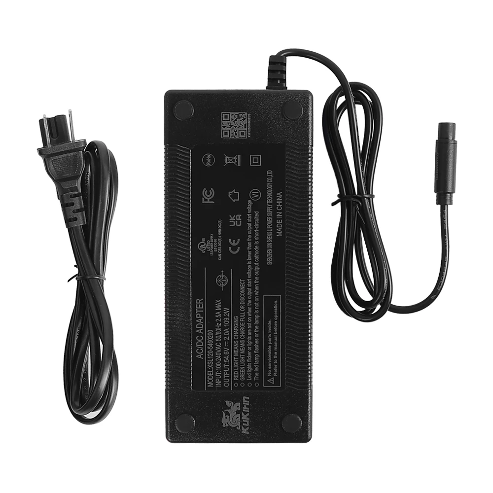 Carregador de bateria de lítio 54.6v 2a para kugoo Kukirin g2 pro db scooter elétrica conector de 3 pinos carregadores adaptadores de alimentação