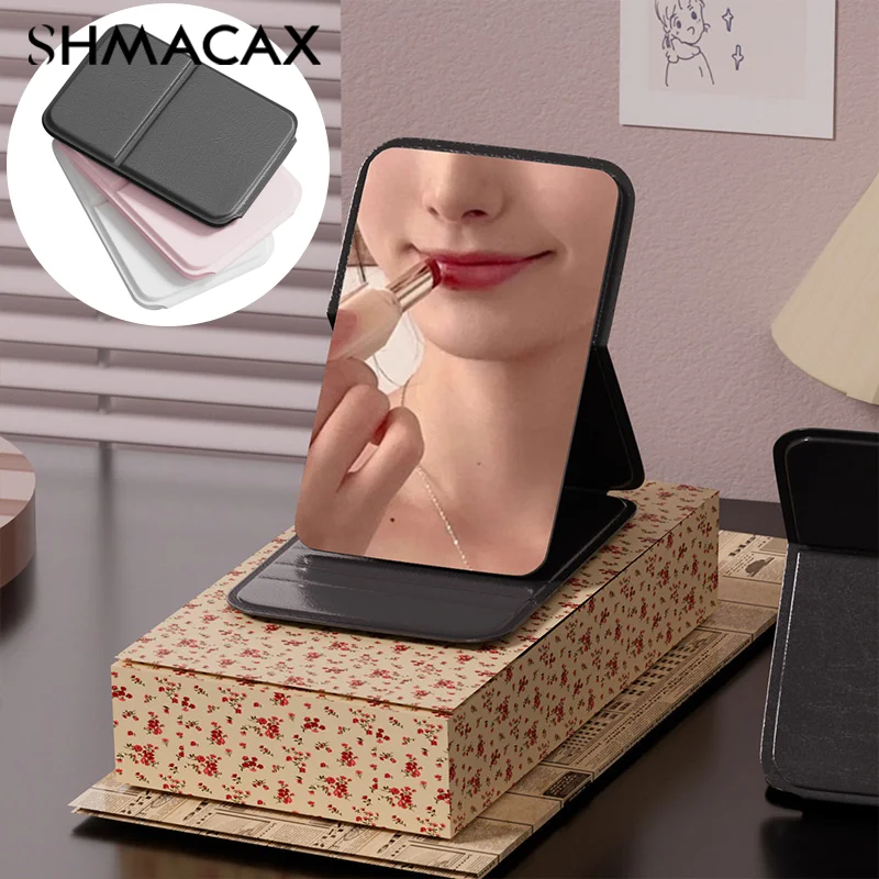 Hand-held Desktop Stand Mirror High Definition Folding Makeup Mirror Light Weight Easy To Carry Vanity Mirror Cosmetic Tools