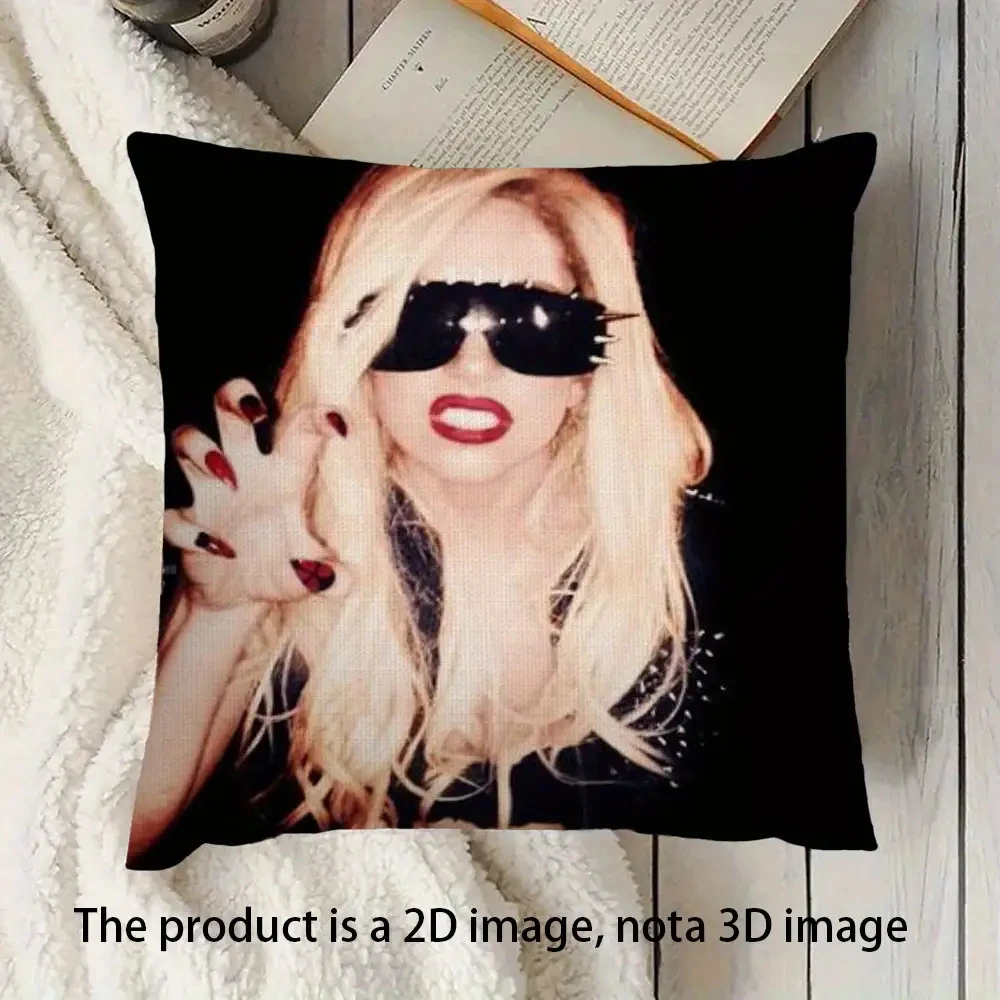 1pc Lady Gaga Pop Star Pillow Cover, Polyester 2-Sided Print, Iconic Musician Portrait Cushion, Fan Gift for Music Lovers Home D