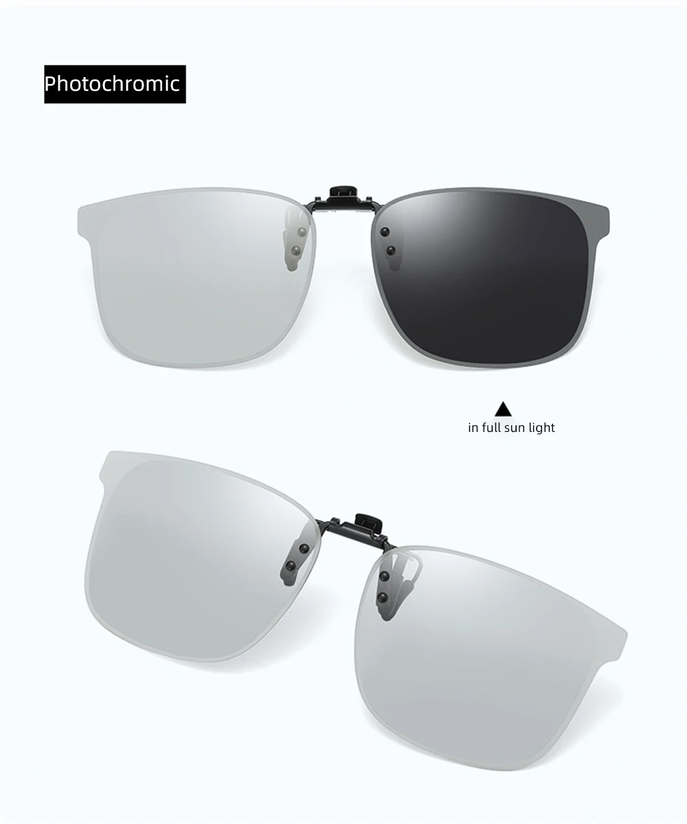 VIVIBEE Polarisierte, aufklappbare, randlose Sonnenbrille zum Aufstecken, blendfreie, quadratische Brille für Nachtfahrten, UV-Brille – Detail 12