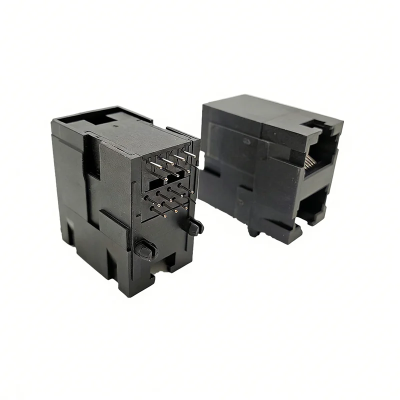 RJ45 network socket 5921 - All-plastic type, 2X1 double-layer network ports, 90-degree connection to female socket interface