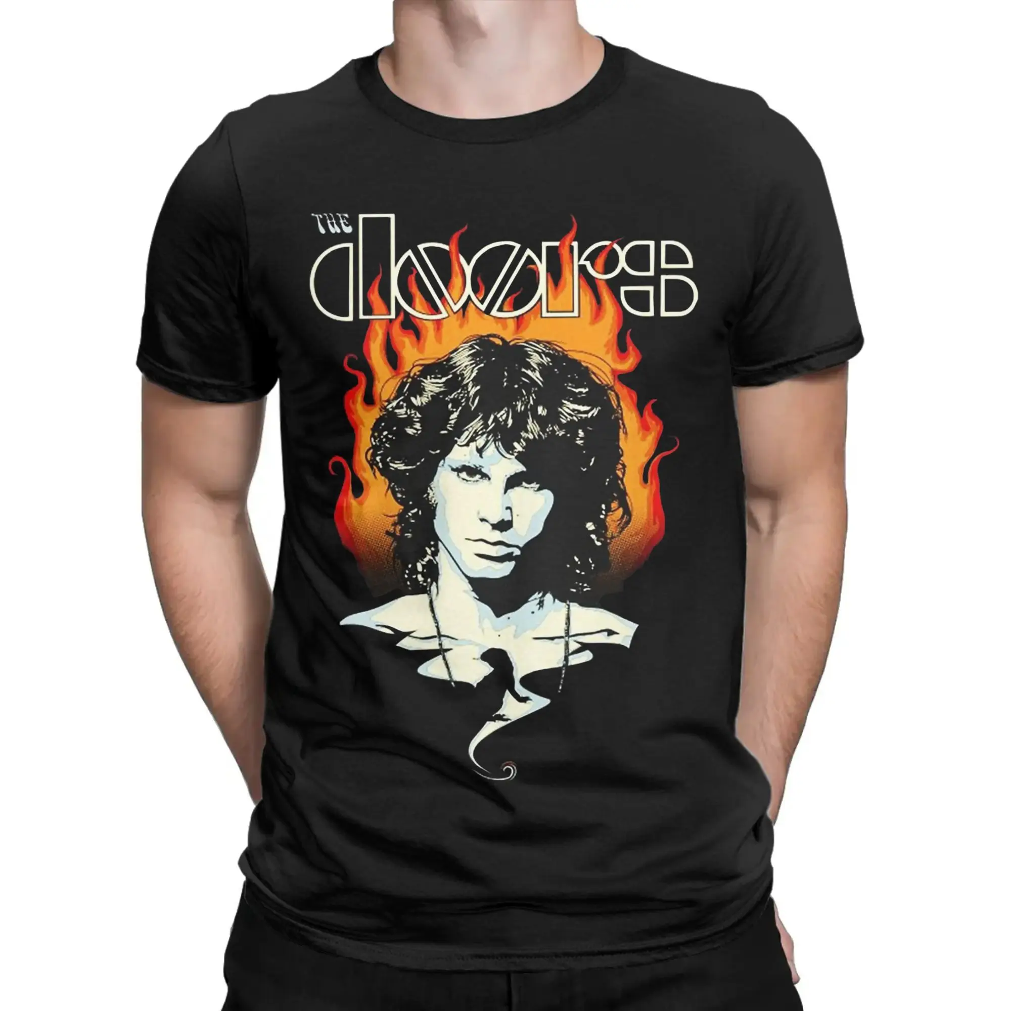 تي شيرت The Doors للرجال موسيقى عتيقة تي شيرت قطني عتيق بياقة دائرية وأكمام قصيرة تي شيرت صيفي