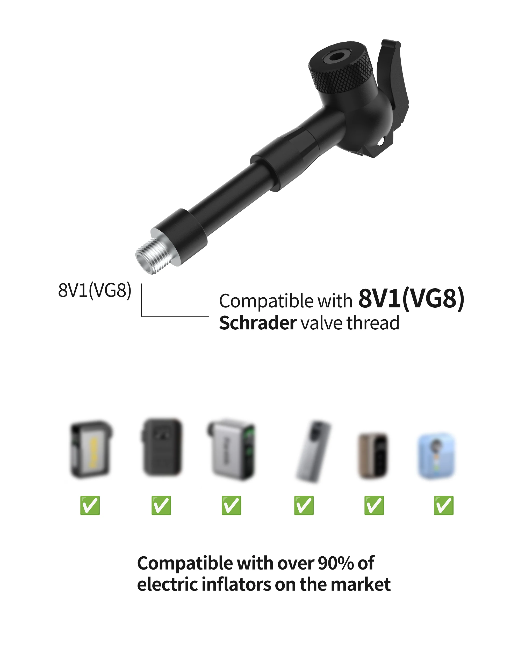 Universeller Fahrradpumpen-Düsenadapter 4-in-1 Universelle Ventilkompatibilität Clik/Schrader/Presta/Dunlop Ventil-Konverter für Luftpumpe – Detail 5