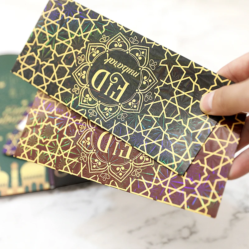 6 szt. Kopert Eid Mubarak, torby na prezenty, koperty na pieniądze, dekoracje Ramadan, muzułmańskie islamskie kieszonki na Eid Al-Adha