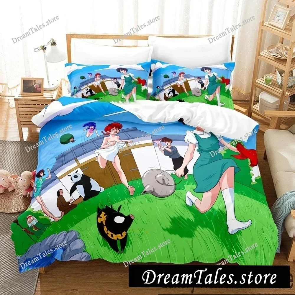 

3D Print Anime Ranma 1/2 Bedding Set Boys Girls Twin Queen King Size Duvet Cover Pillowcase Bed Boys Adult Home Textileextile741