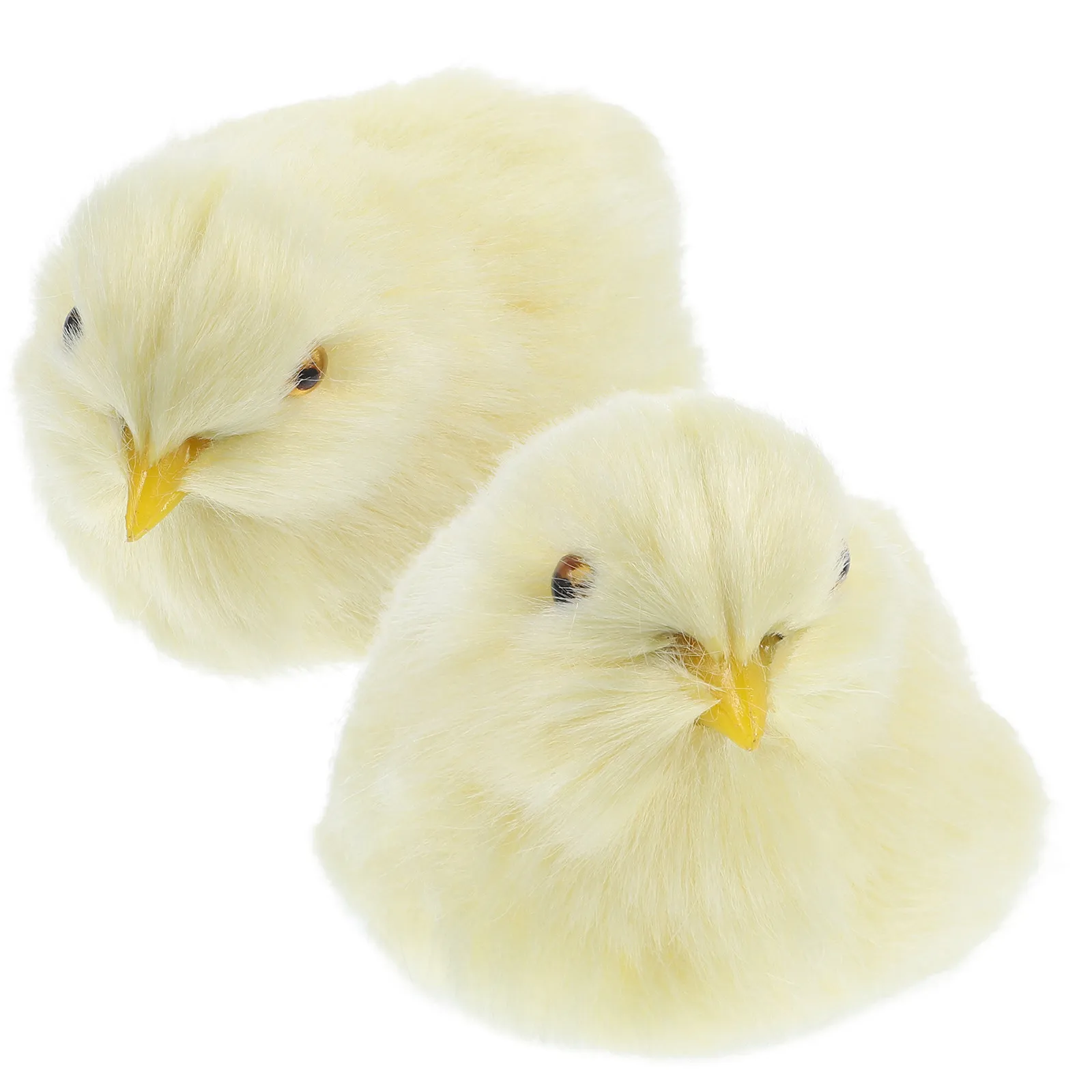 2Pcs Simulation Chick Soft Decoration Easter Lifelike Stuffed Little Chicken Adornment for Home Garden Bedroom