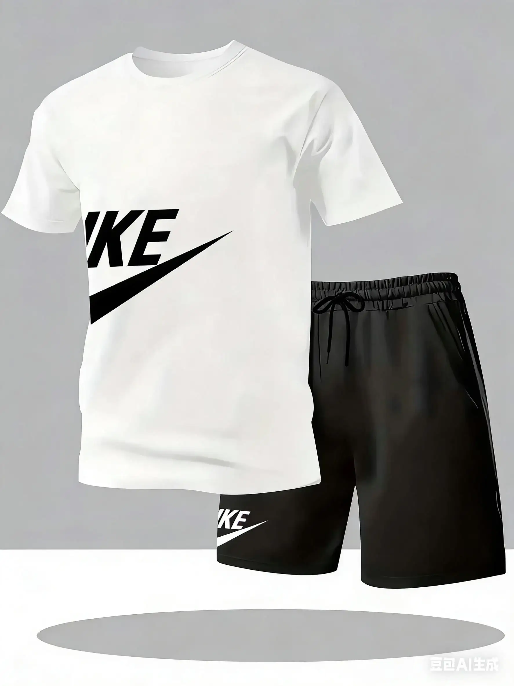 

Men's sports shirt set round neck short sleeved shorts suit 2-piece Summer fashion street