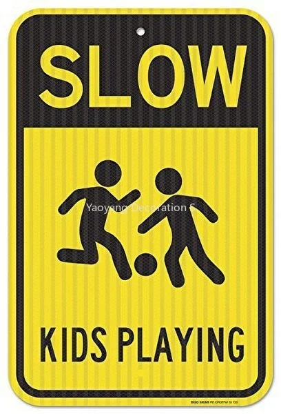 

Slow Down Kids Playing Federal Road Tin Sign art wall decoration,vintage aluminum retro metal sign,iron painting vintage