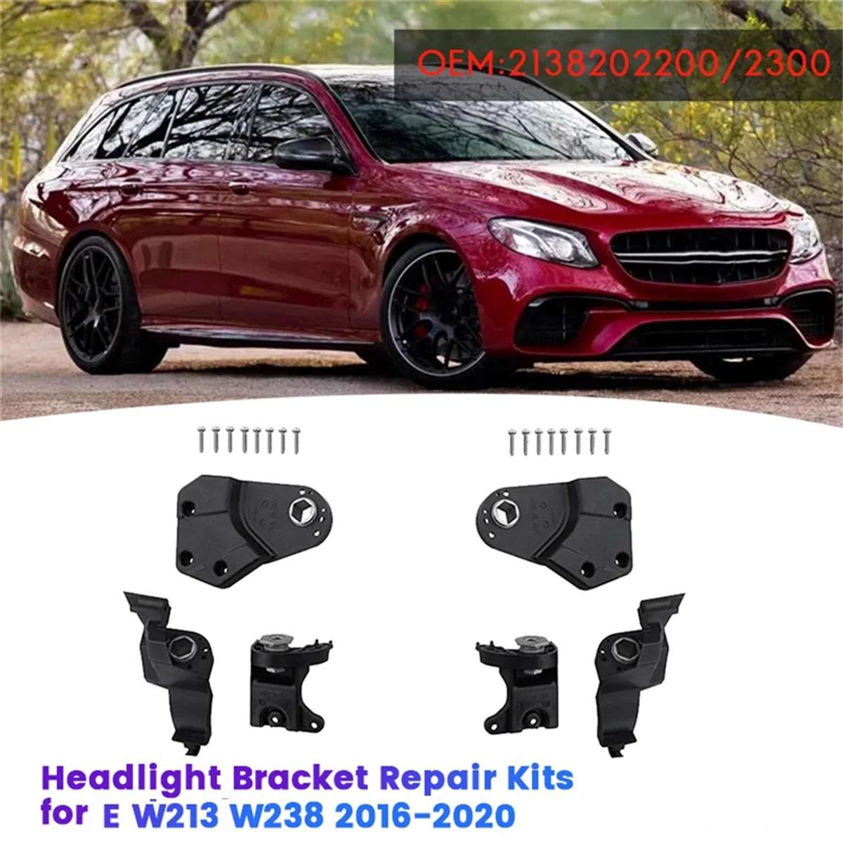 1Pair Headlight Bracket Repair Kits A2138202200 A2138202300 for Mercedes Benz E W213 W238 2016-2020 Holder Fixed Screw