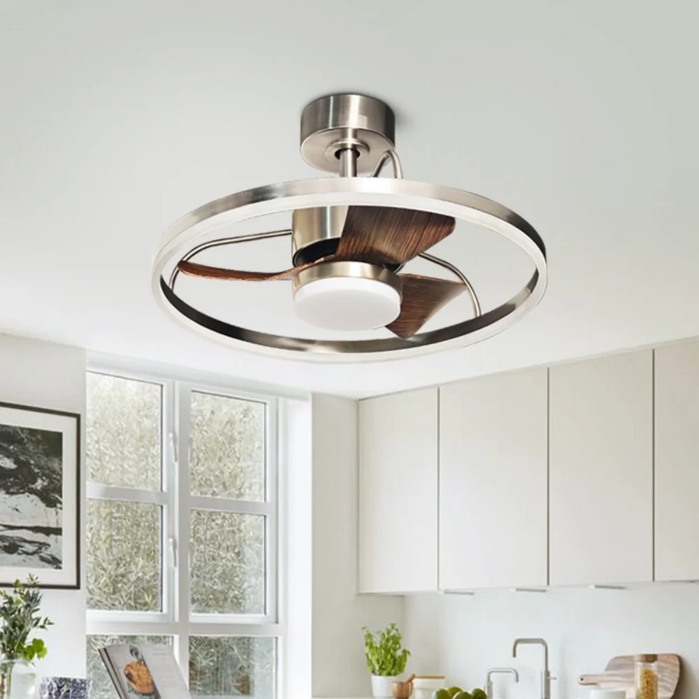 24 Inch Ceiling Fan Light LED Vintage Industrial 6-Speeds Remote Control Quiet Ceiling Fan Bedroom Living Home Decor Fan Light