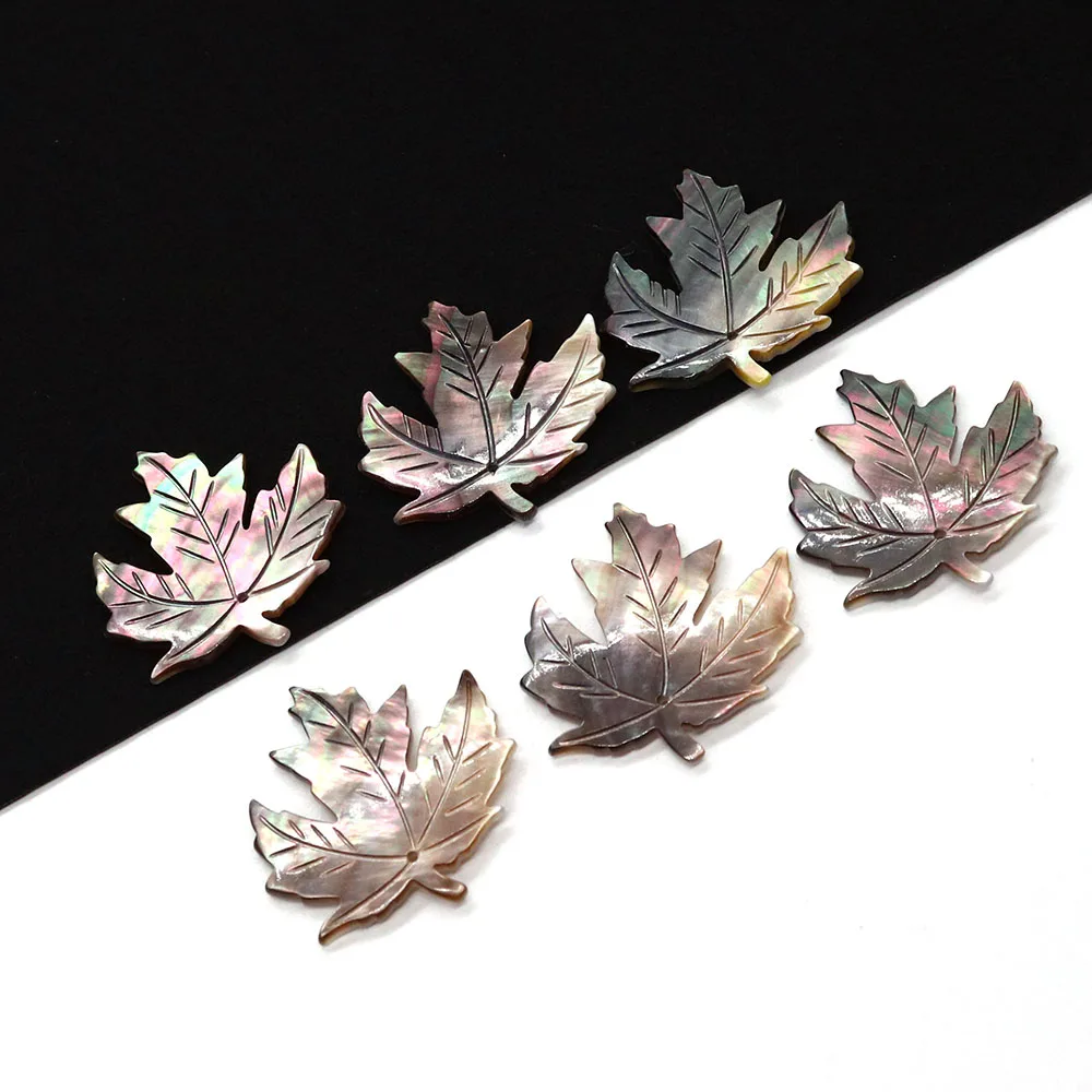 Natural Black Shell Beads Charms Mother of Pearl Shell Maple Leaf Pendants for Jewelry Making Necklace DIY Earrings Decoration view 4