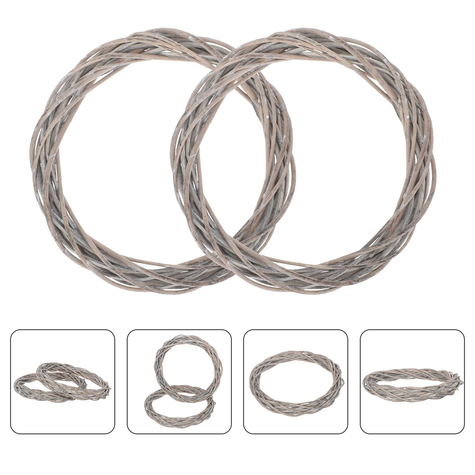 

2Pcs Decorative Wreath Circle Creative Woven Ring for Christmas DIY Prop Holiday Home Decor Hanging Garland Craft