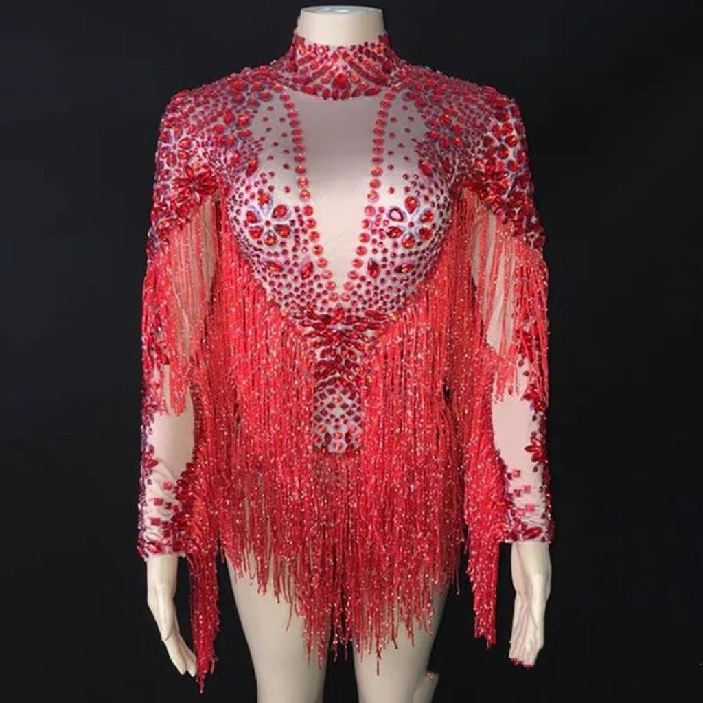 ยุโรปและอเมริกาเซ็กซี่มุมมองประกายพู่ฤดูใบไม้ร่วงแฟชั่นชุดเต้นรําละตินชุดบาร์ผู้หญิง DS performa