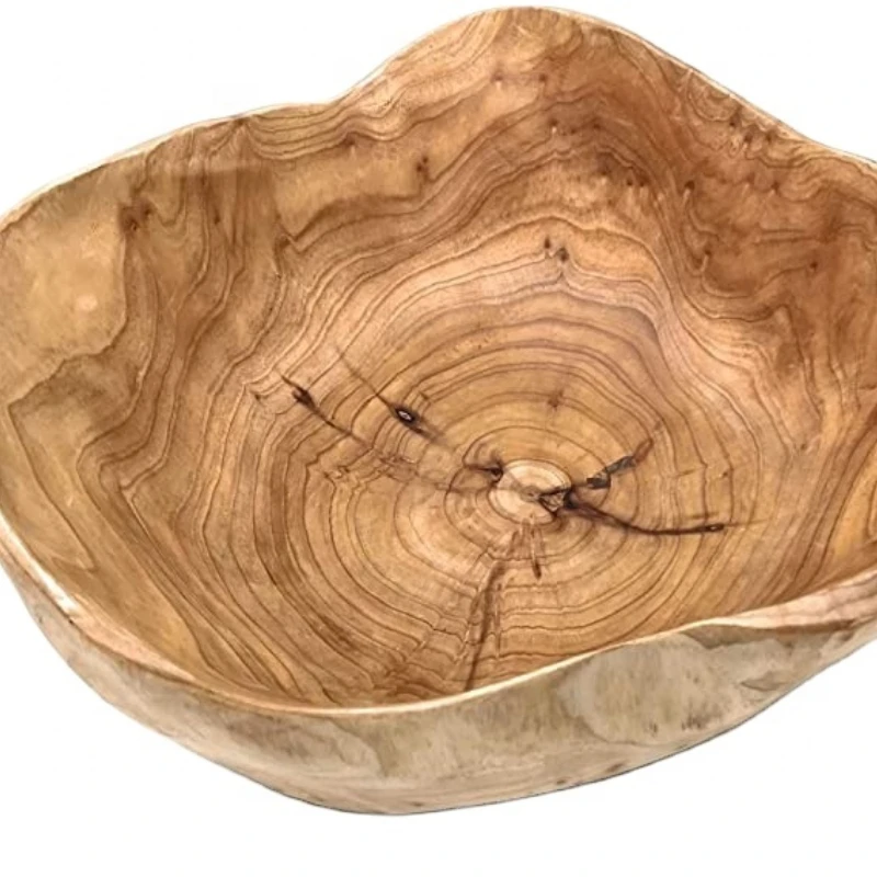 

Creative Wood Bowl Root Carved Bowl Handmade Natural Real Wood Candy Serving Bowl (14"-15")