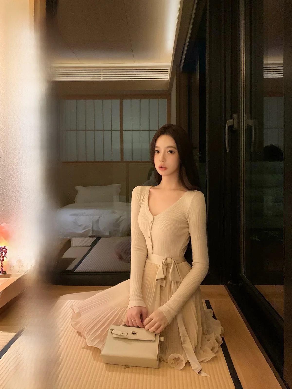 

Элегантное платье с завязками на талии Ele Gentle GQH6233 с длинными рукавами для повседневной носки для женщин