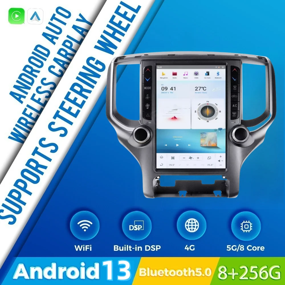

Auto Android 13 GPS Navigation Screen For Dodge Ram 2018-2020 Carplay Car Radio Stereo Multimedia Player 13.6 Inch Head Unit DSP