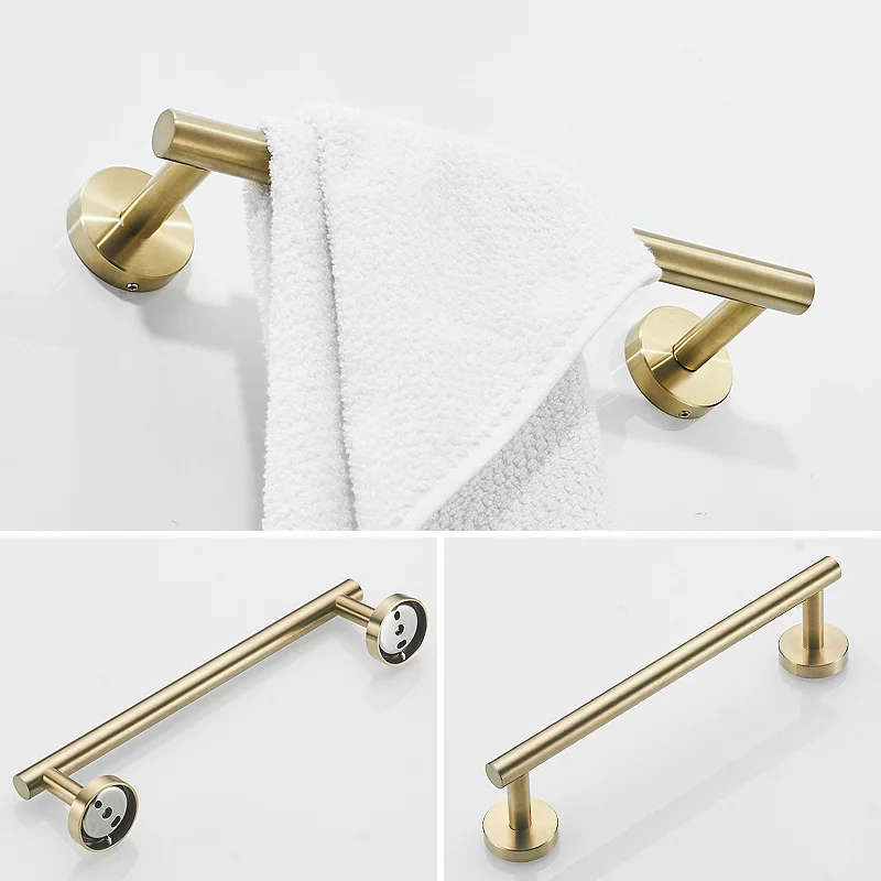 Gold Stainless Steel Bathroom Towel Bar Bathroom Hook Wall-Mounted Toilet Paper Holder Towel Rack