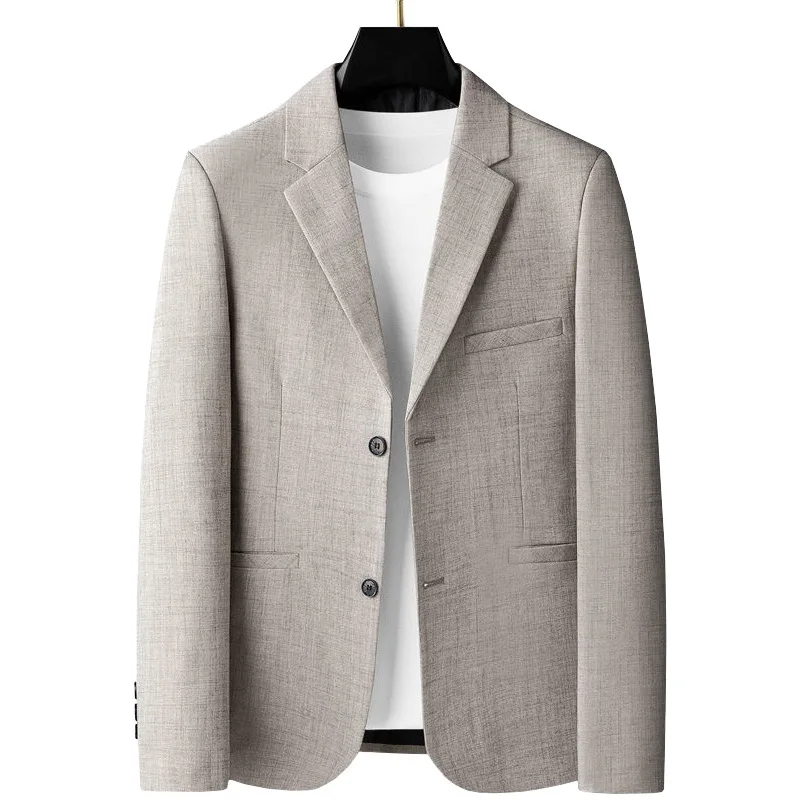 

Men Suit Outerwear Thin Simple Solid Color Versatile Male Blazer Single-breasted Long Sleeve Pocket Casual Man Coat