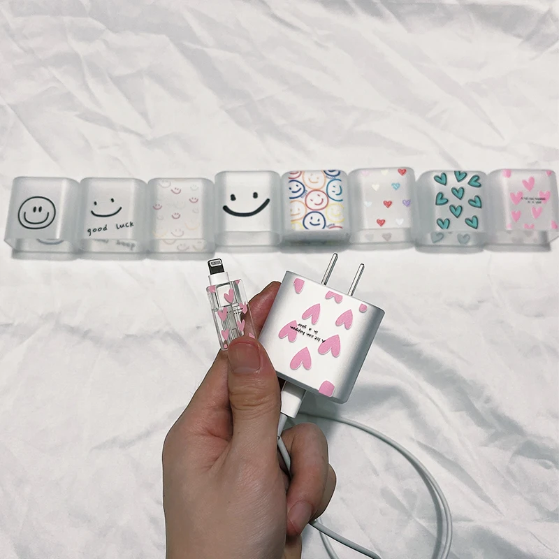 Cartoon winder holder data line usb cable cord protector head fast charging case for apple iphone 18/20w Ins cute cover