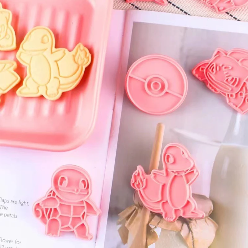 6pcs/Set Pokemon Figures Cookie Cutters Cartoon DIY Bakery Mold Biscuit Press Stamp Embosser Sugar Pasty Cake Mould Toys