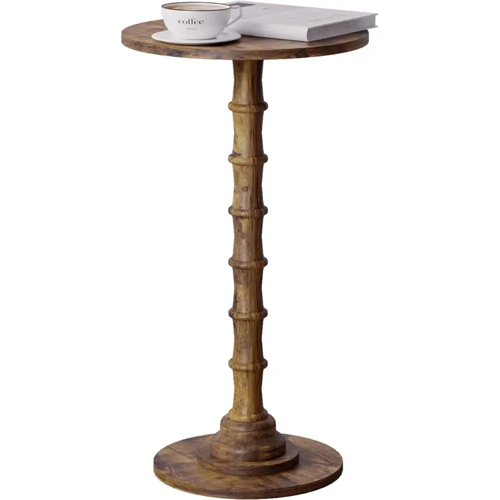 Compact Solid Wood Side Table for Small Spaces, Suitable for Living Room, Bedroom, and Office in Rustic Brown
