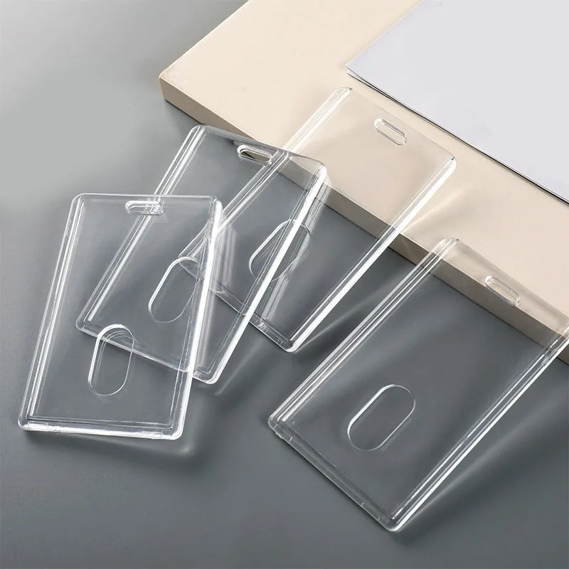 Acrylic Transparent Badge Holder Exhibition ID Tag Card Holder Covers Business Credit Card Protector Sleeve Working Permit Case