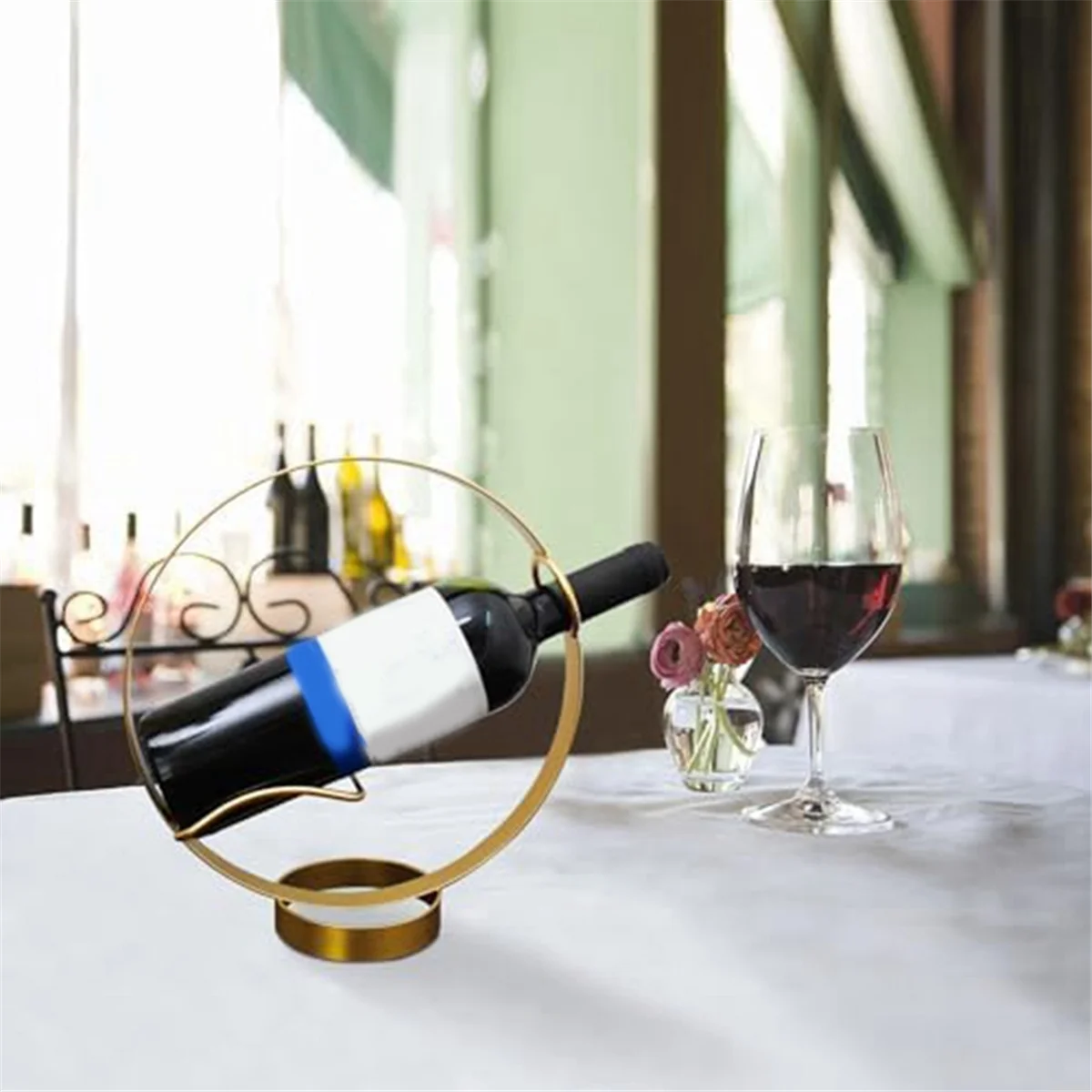 Wine Holder Stand for Tabletop and Countertop - Metal Single Wine Bottle Rack Decorative Freestanding Wine Racks