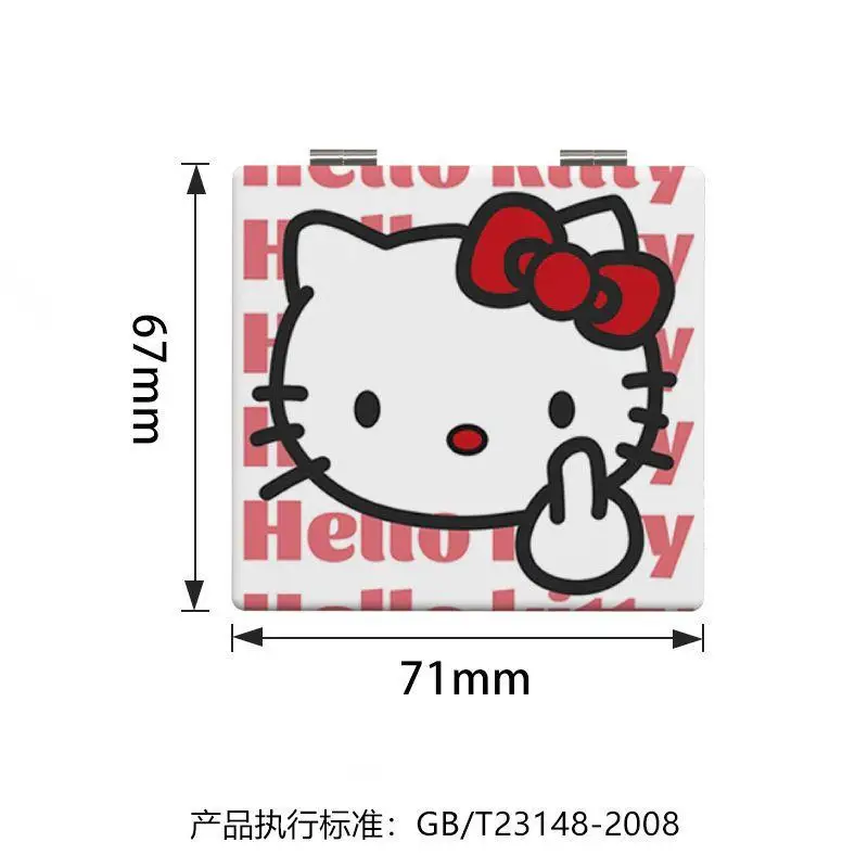 2pcs Hot Miniso Kawaii Take It with You Fold Cosmetic Mirror Hello Kitty Cartoon Cute Student Portable Makeup Mirror Fashion New