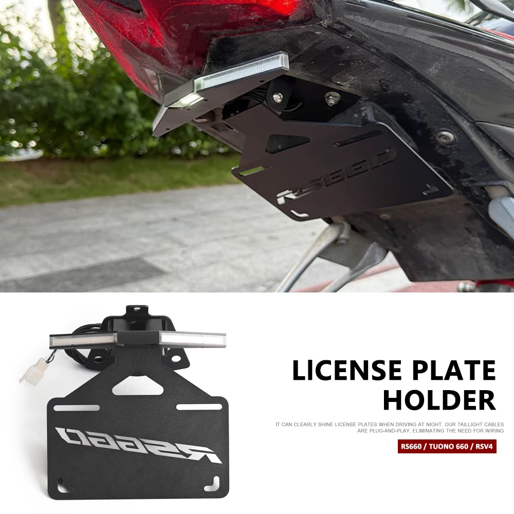 

2025 Rear License Plate Holder Motorcycle LED Light Fender Eliminator Metals For Aprilia RS660 Tuono 660 Tuono V4 Factory RSV4