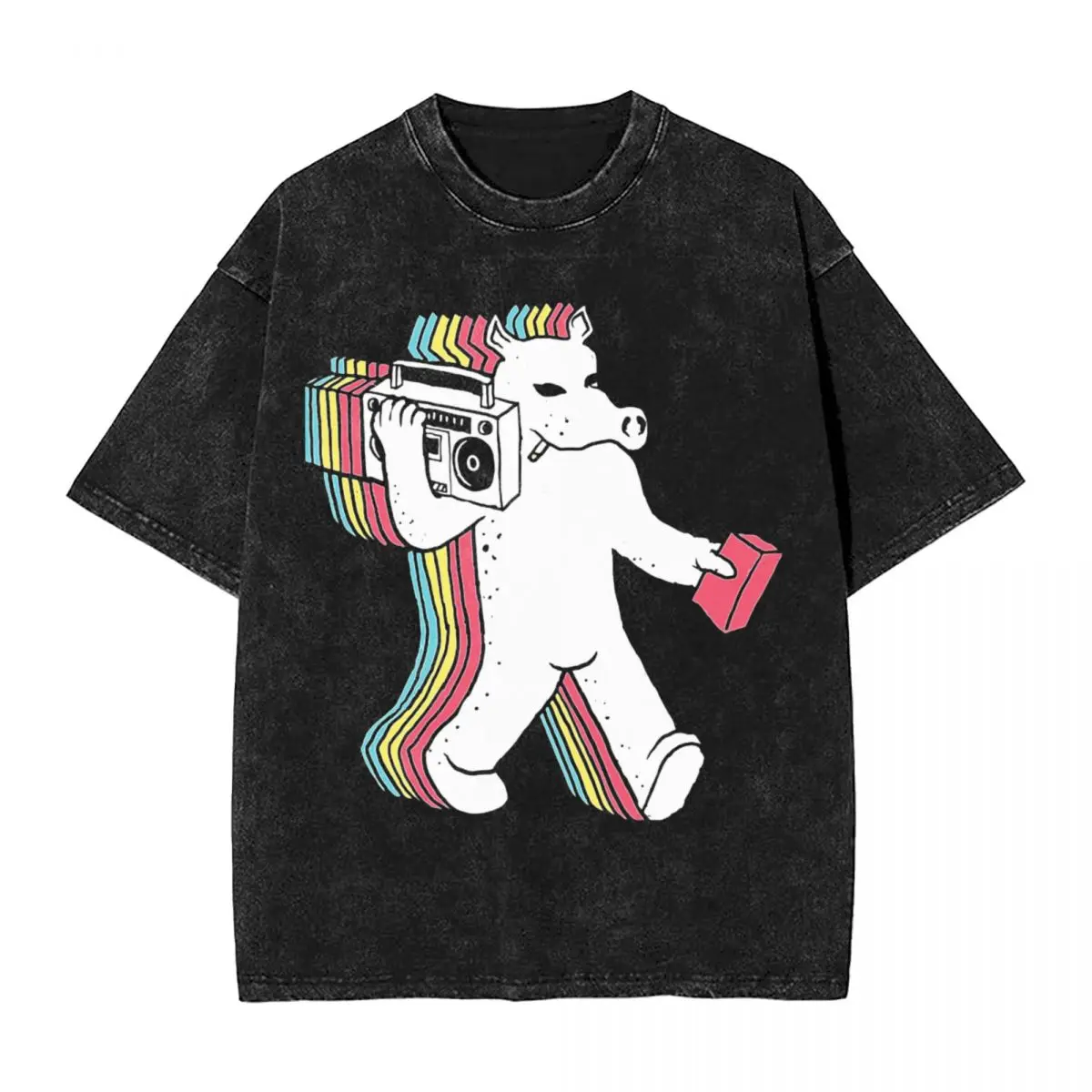 تي شيرت كواسيموتو للرجال والنساء ، قطن ، تي شيرت رسومات هاراجاو ، عذاب Mf ، ملابس شارع مغسولة ، موضة