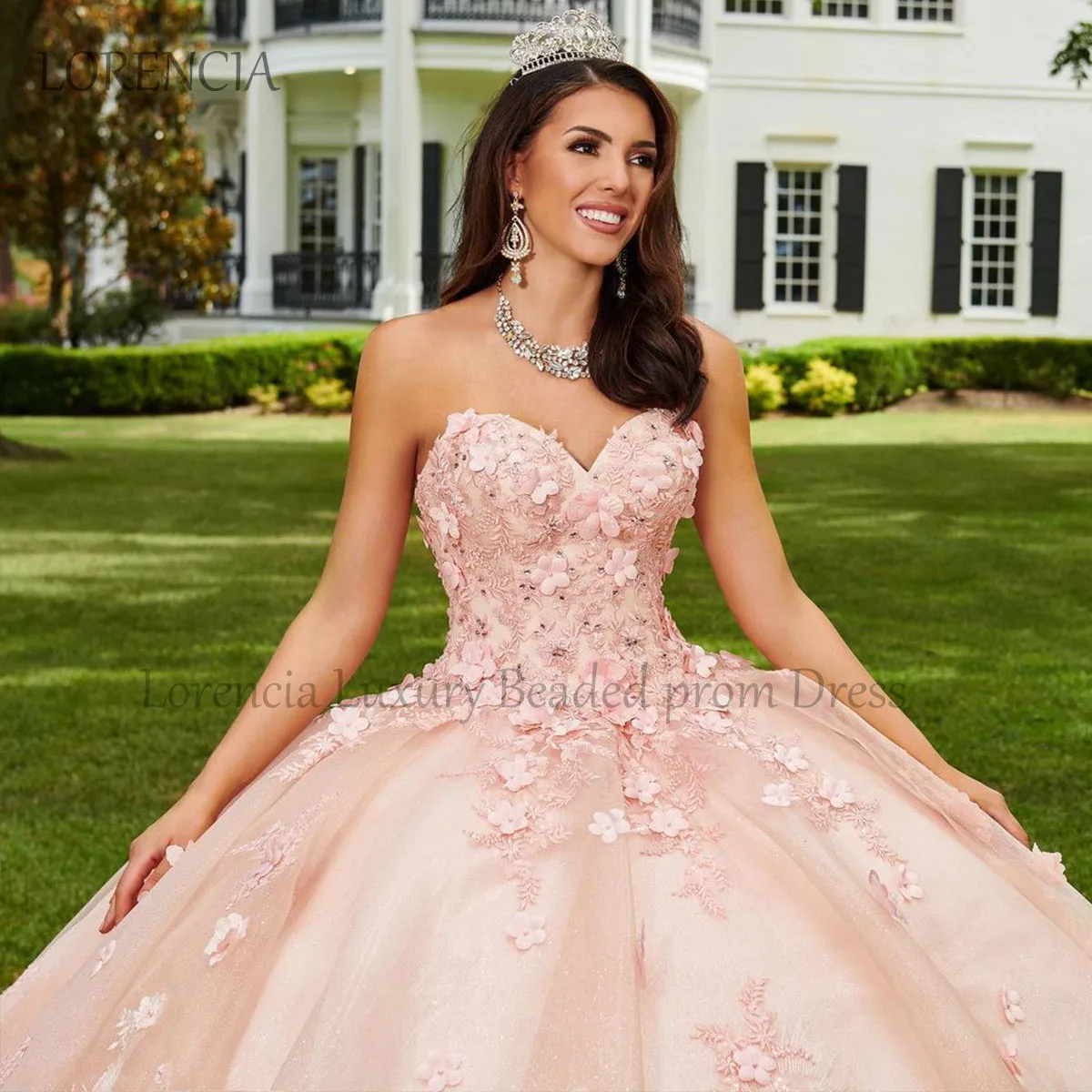 Robes de Quinceanera mexicaines roses, robe de Rh, 16 robes douces, appliques de perles, dentelle, 15e robe de soirée formelle, 2024