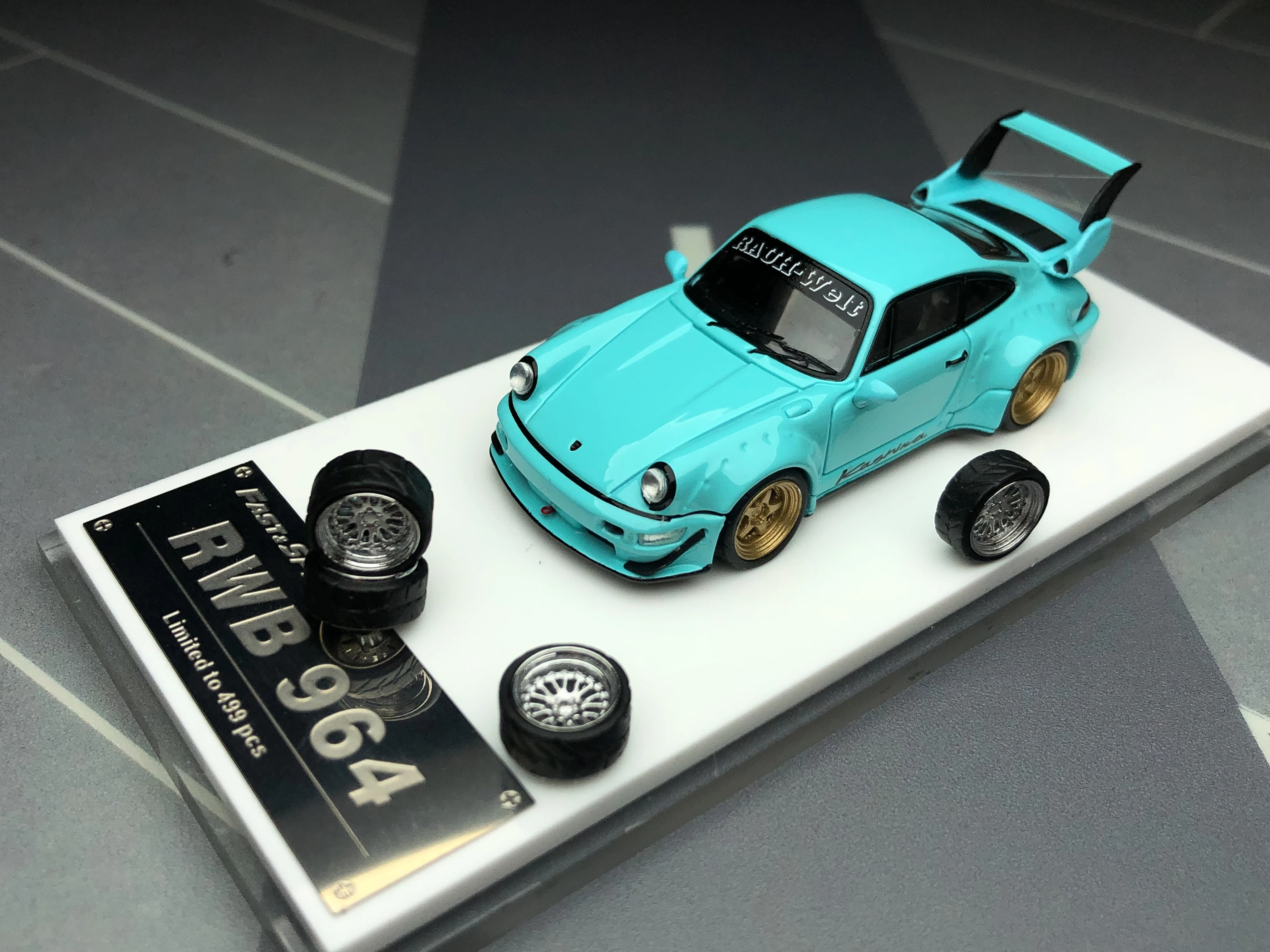 FS 1:64 Fast Speed Blue RWB 964 Racing Sports Model Diecast Metal Car Diecast Model Car Collection Limited Edition Hobby Toys Ca