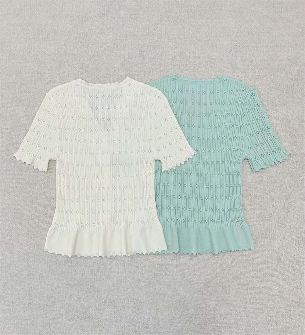 

Lightweight Knitted Top Lace Short-Sleeved Cardigan