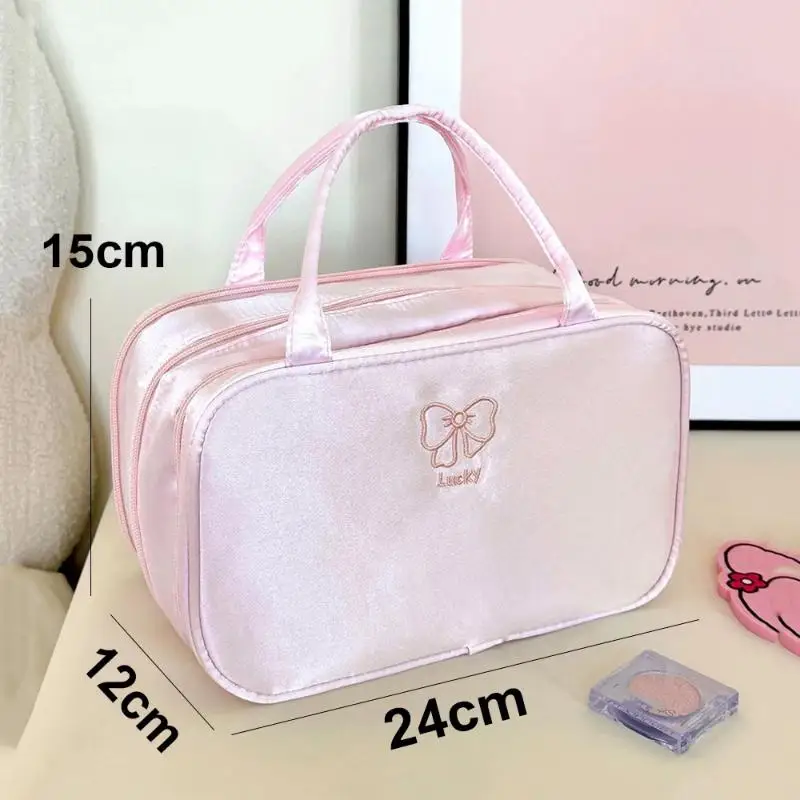Large Capacity Portable Travel Cosmetic Bag Women's Lightweight Nylon Storage Organizer For Toiletries Easy To Carry Daily Use